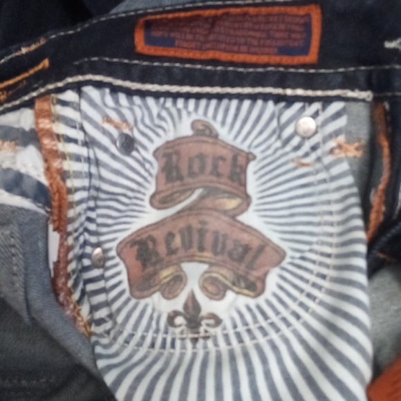 Rock Revival Women's 26 Bootcut Heather Embellished Shimmer Flap Pockets NWT - Picture 8 of 12